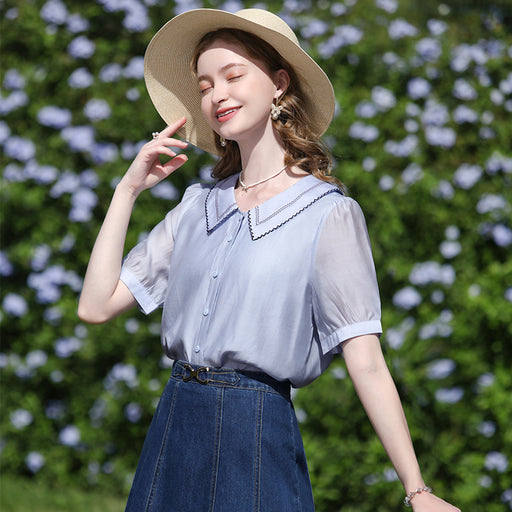 french embroidery puff sleeve blouse - MRSLM