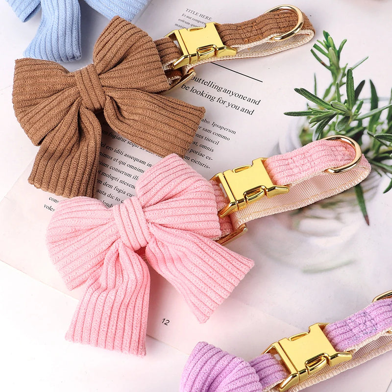 fashion dog collar and leash set with bowtie, view 7 - MRSLM