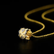 brushed silver zircon flower necklace, view 3 - MRSLM