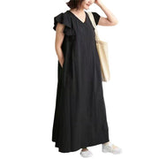 Ruffle sleeve loose long dress, view 4 - MRSLM