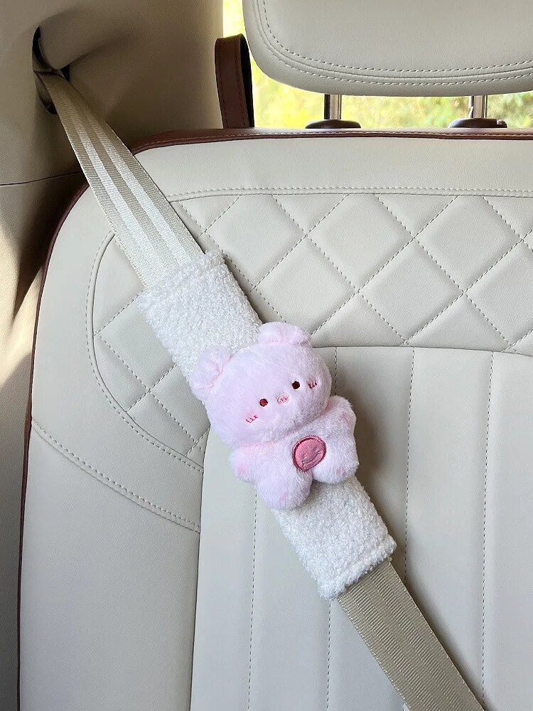 plush rabbit bear seat belt shoulder cover, view 11 - MRSLM