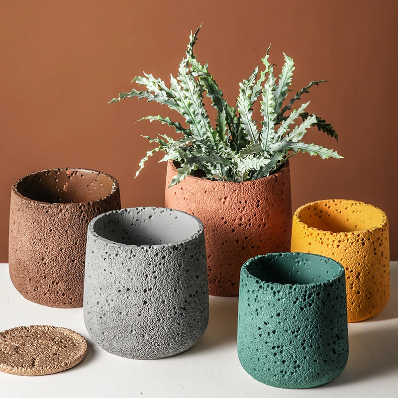 nordic perforated cement bonsai flower pot - MRSLM
