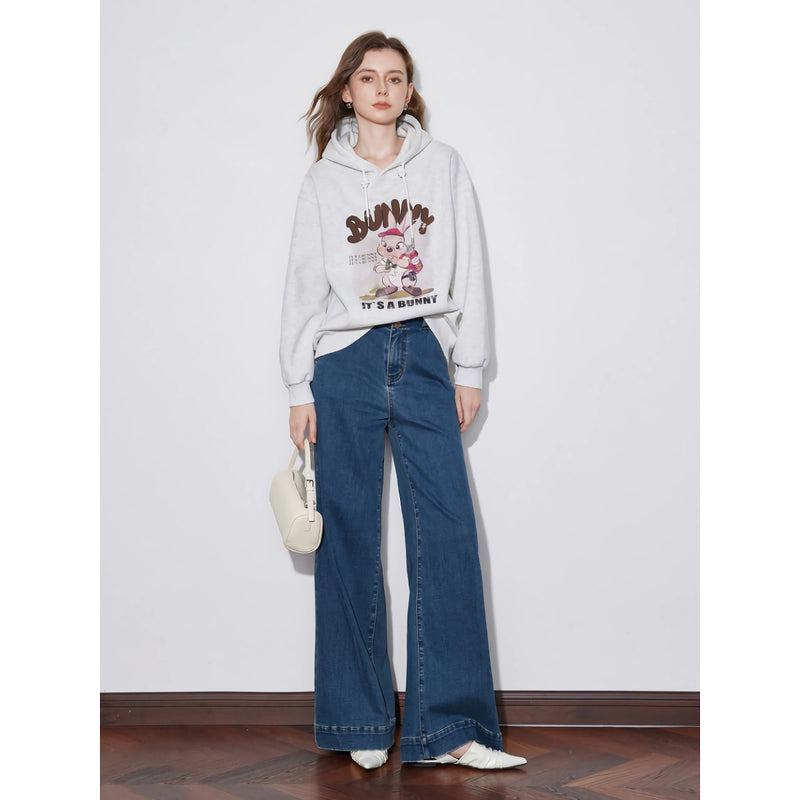 women's rabbit print hooded pullover, view 7 - MRSLM