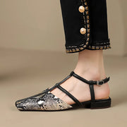 strappy leather low heel sandals, view 6 - MRSLM