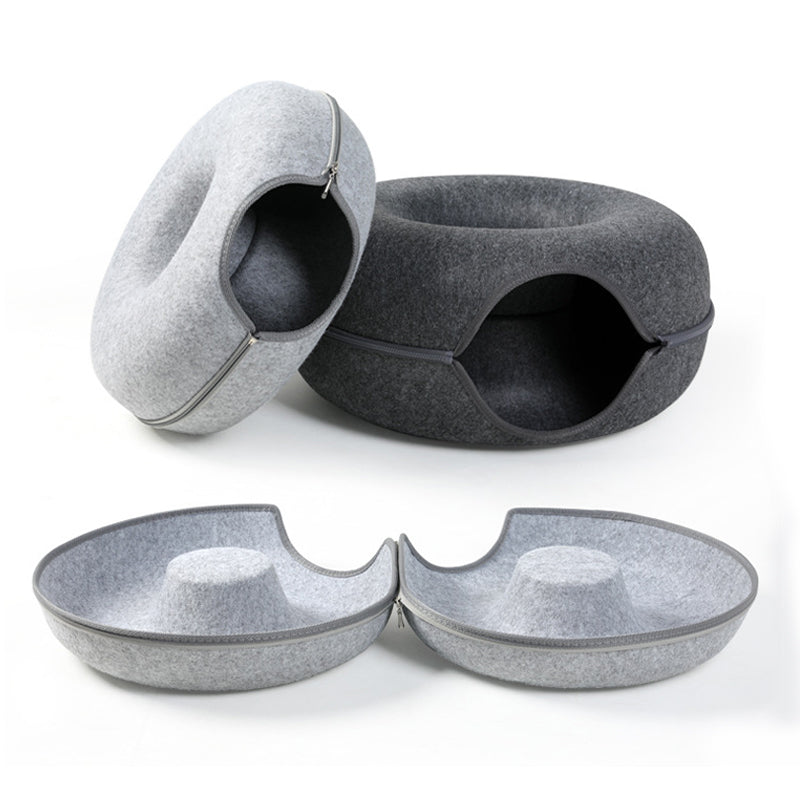 Dual-use donut cat bed and tunnel, view 6 - MRSLM