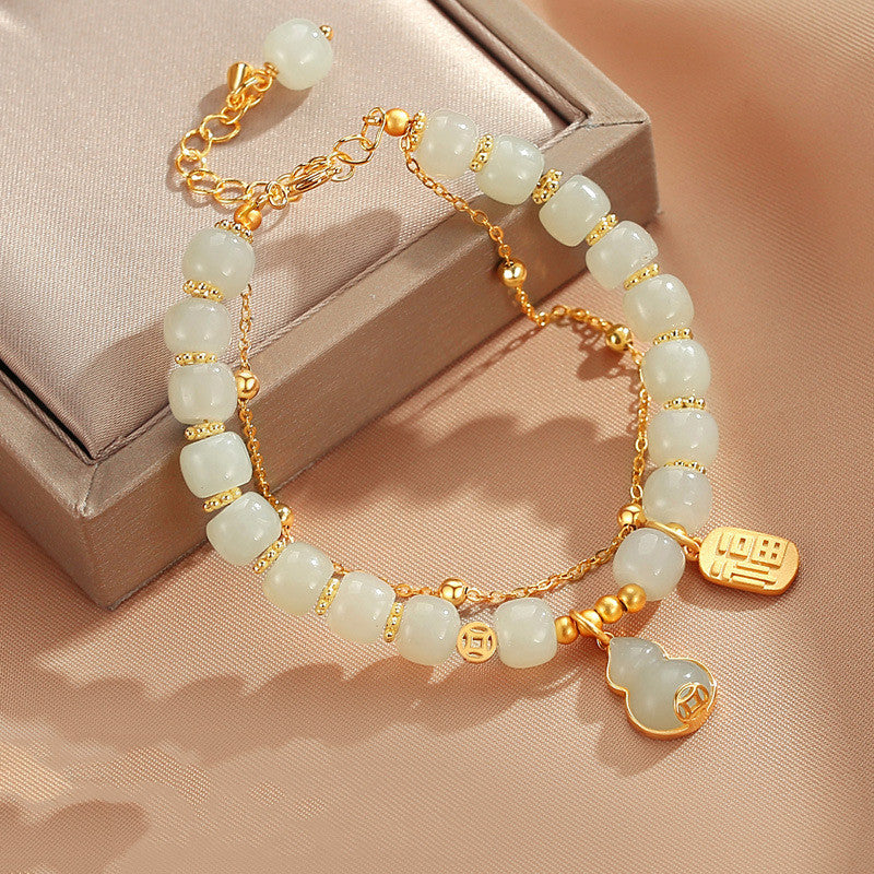 hetian jade silver gourd double bracelet, view 4 - MRSLM