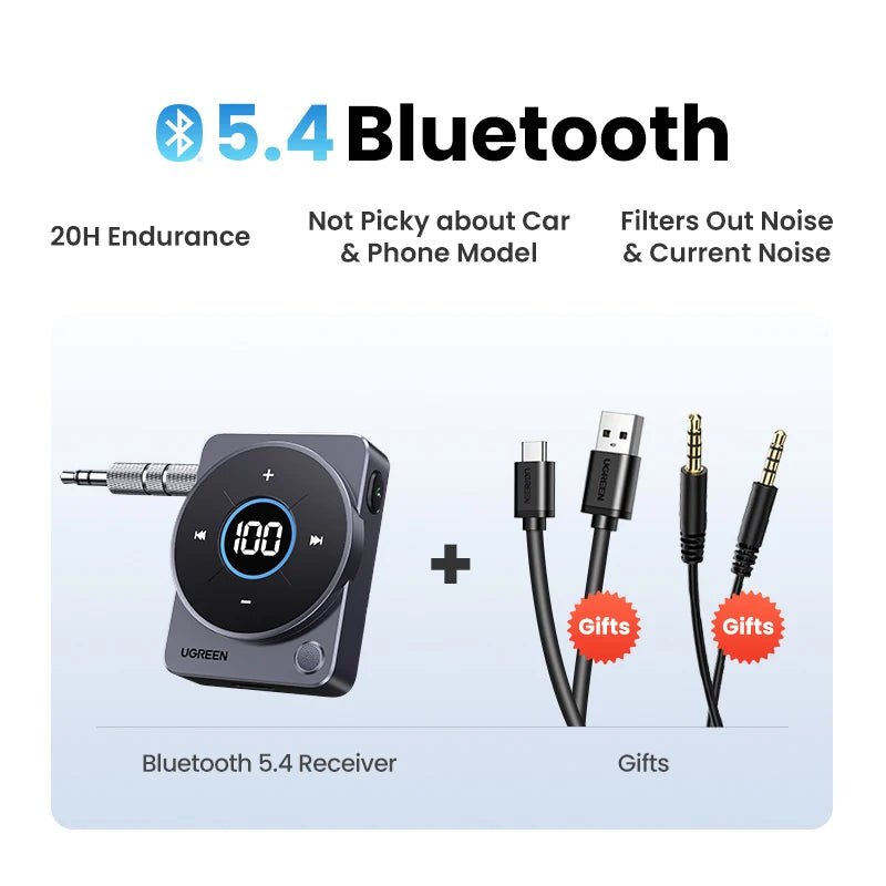 Bluetooth 5.4 aux receiver adapter 20H battery, view 2 - MRSLM