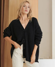 Women's relaxed V-neck knit cardigan, view 8 - MRSLM