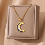 gold moon pendant necklace, view 7 - MRSLM