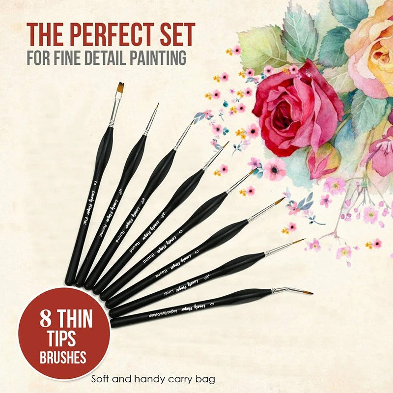 8-piece fine detail paint brush set, view 6 - MRSLM
