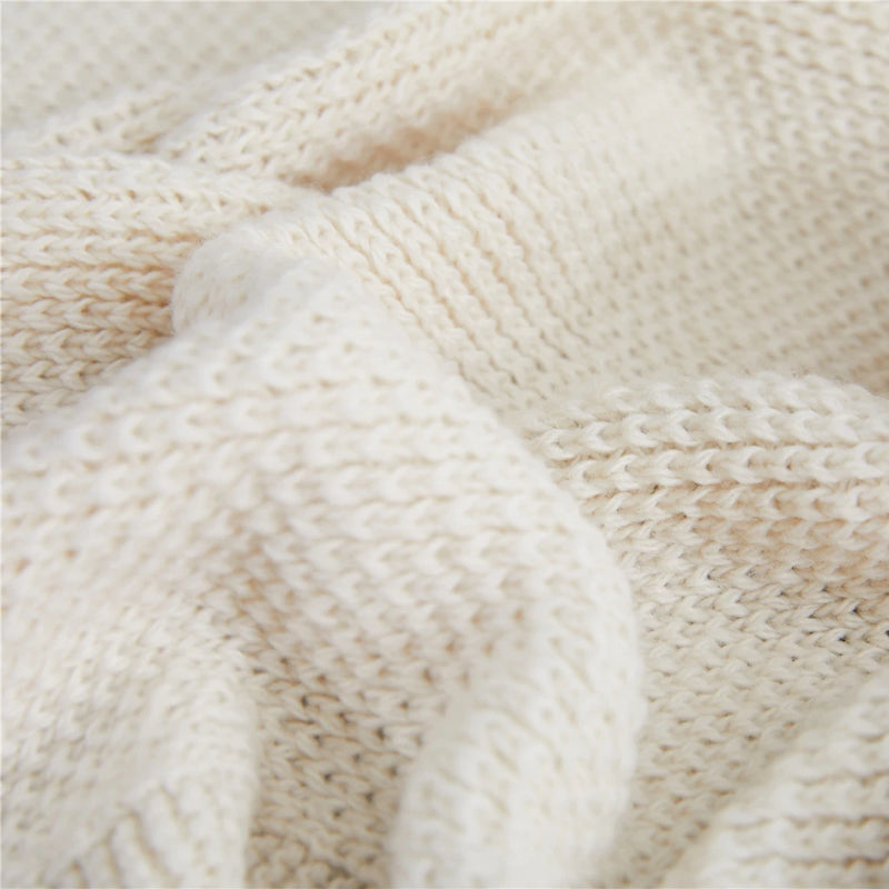 nordic wool knitted tassel blanket, view 10 - MRSLM