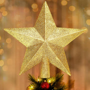 Gold glitter star Christmas tree topper 8 inch - MRSLM