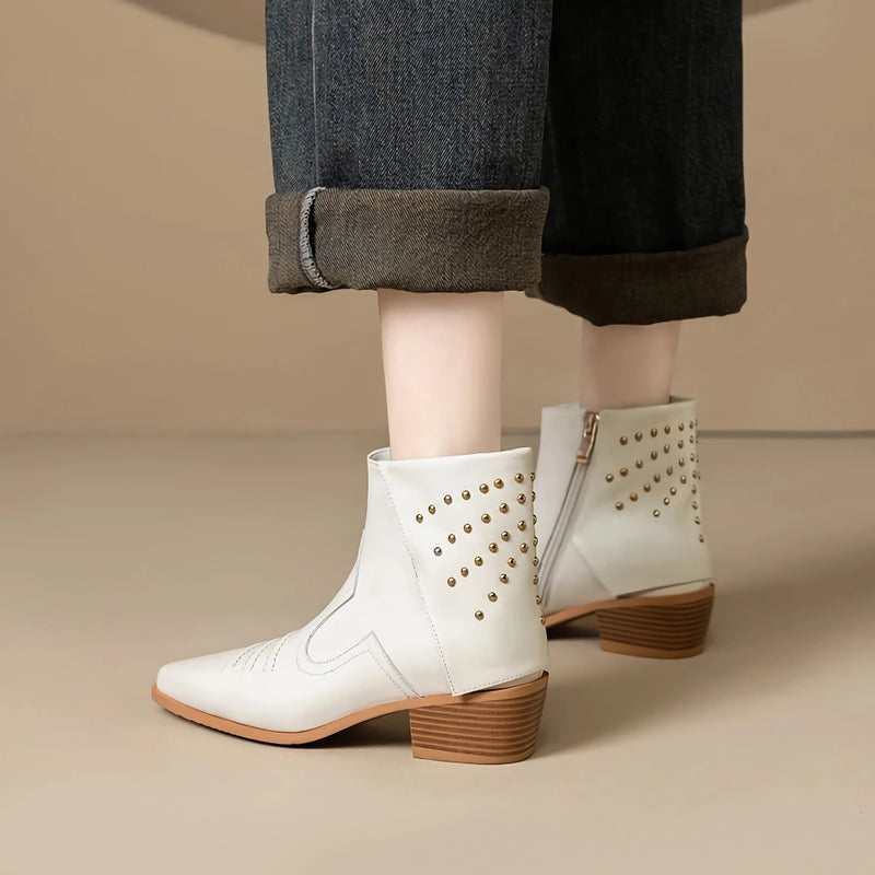 women's leather ankle boots side zipper, view 5 - MRSLM