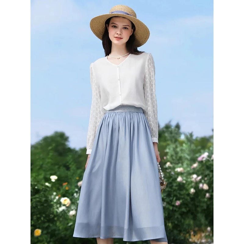 V-neck long-sleeve blouse, view 6 - MRSLM