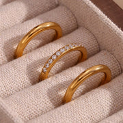 zircon three-piece gold plated ring set, view 6 - MRSLM