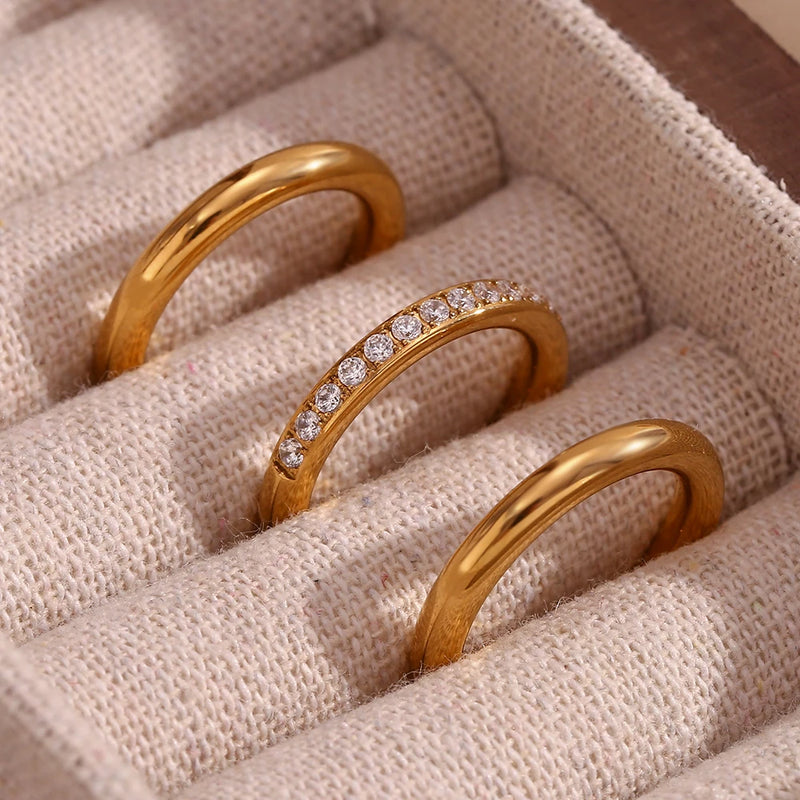 zircon three-piece gold plated ring set, view 6 - MRSLM
