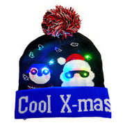 Light-up LED Christmas knit beanie with pom-pom, view 12 - MRSLM