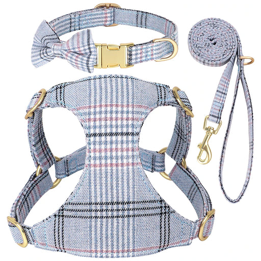 fashion dog harness leash set with bowtie - MRSLM