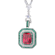 simulated emerald red corundum pendant necklace, view 4 - MRSLM