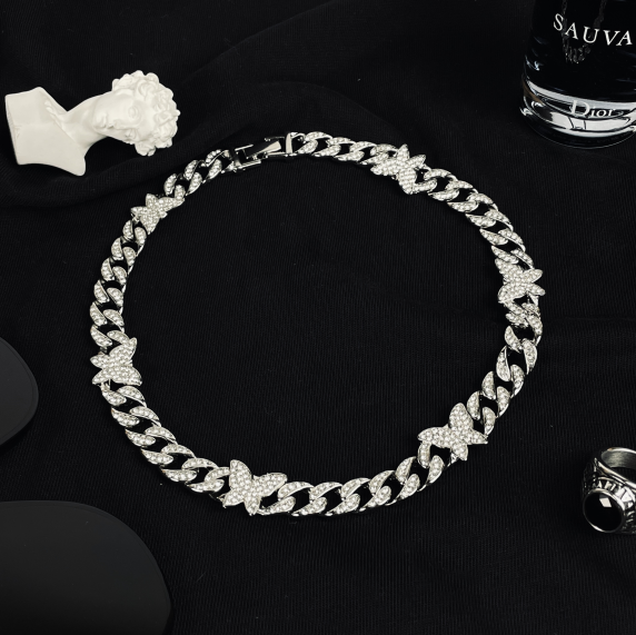 butterfly Cuban chain necklace, view 4 - MRSLM