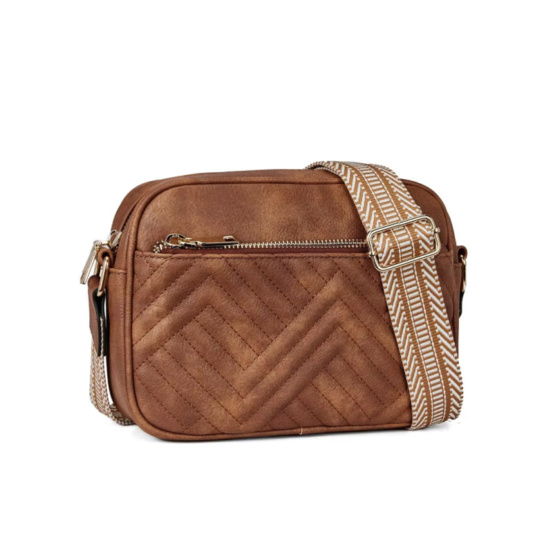 Quilted embroidered grid shoulder bag, view 4 - MRSLM