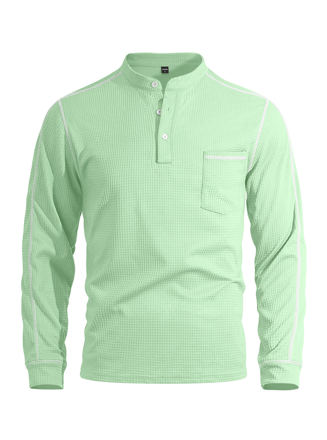 Men's Long-Sleeve Waffle-Knit Henley Shirt
