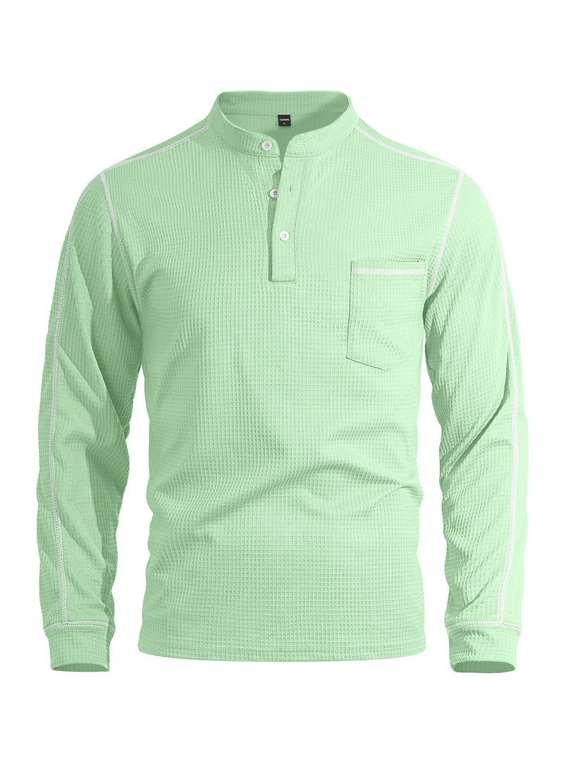 Men's long-sleeve waffle-knit henley shirt, view 2 - MRSLM