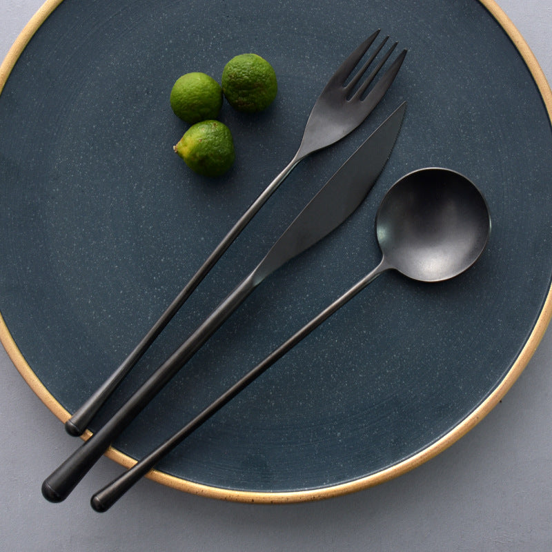 japanese retro black cutlery set, view 3 - MRSLM