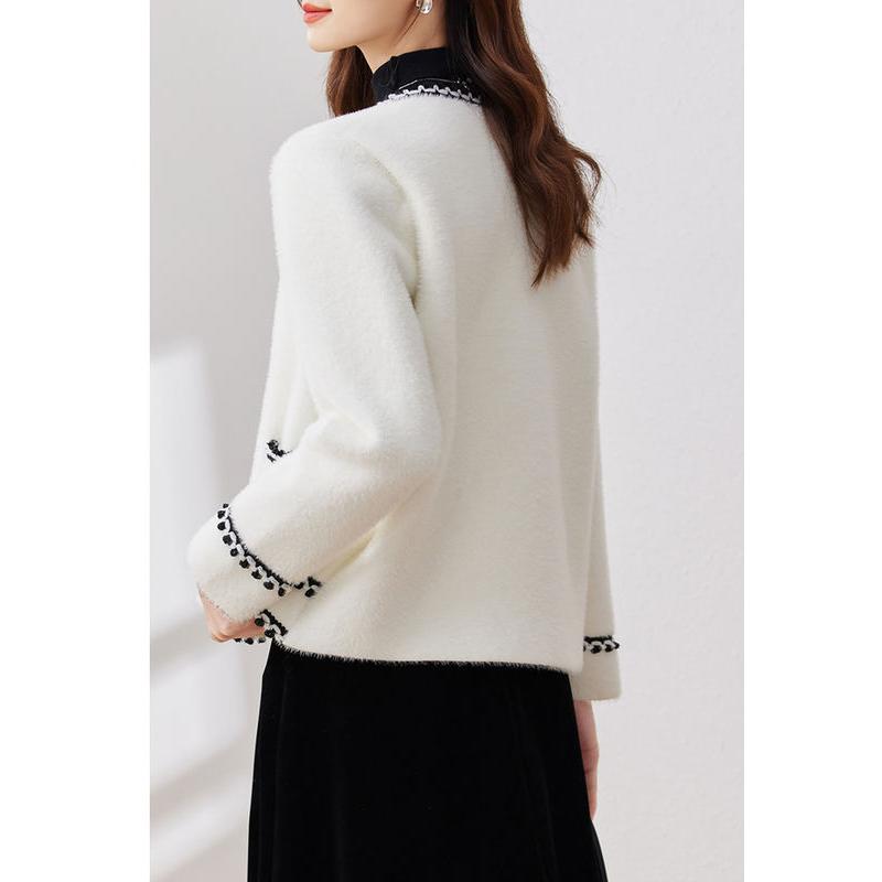 v neck knitted cardigan for women, view 3 - MRSLM