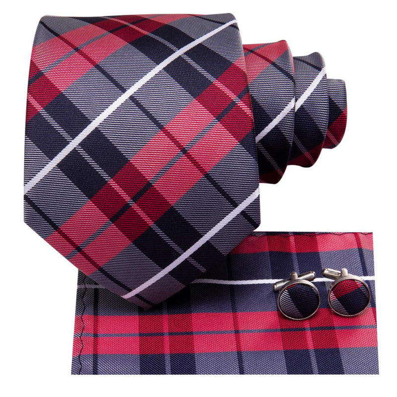 plaid silk necktie, view 7 - MRSLM