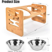 adjustable elevated slanted pet bowl with bamboo stand, view 7 - MRSLM