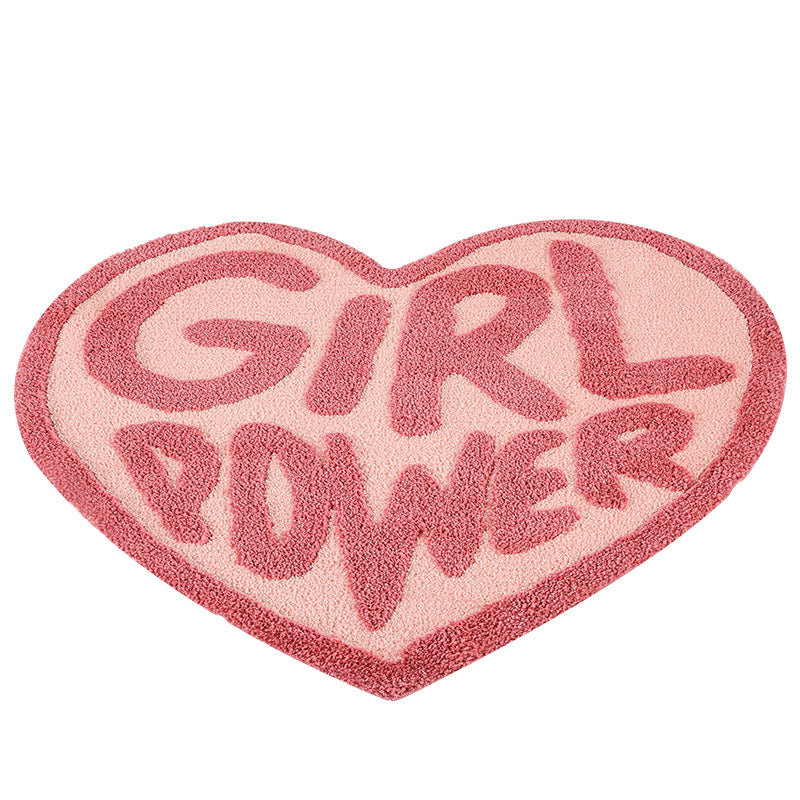 pink heart shaped tufted rug, view 4 - MRSLM