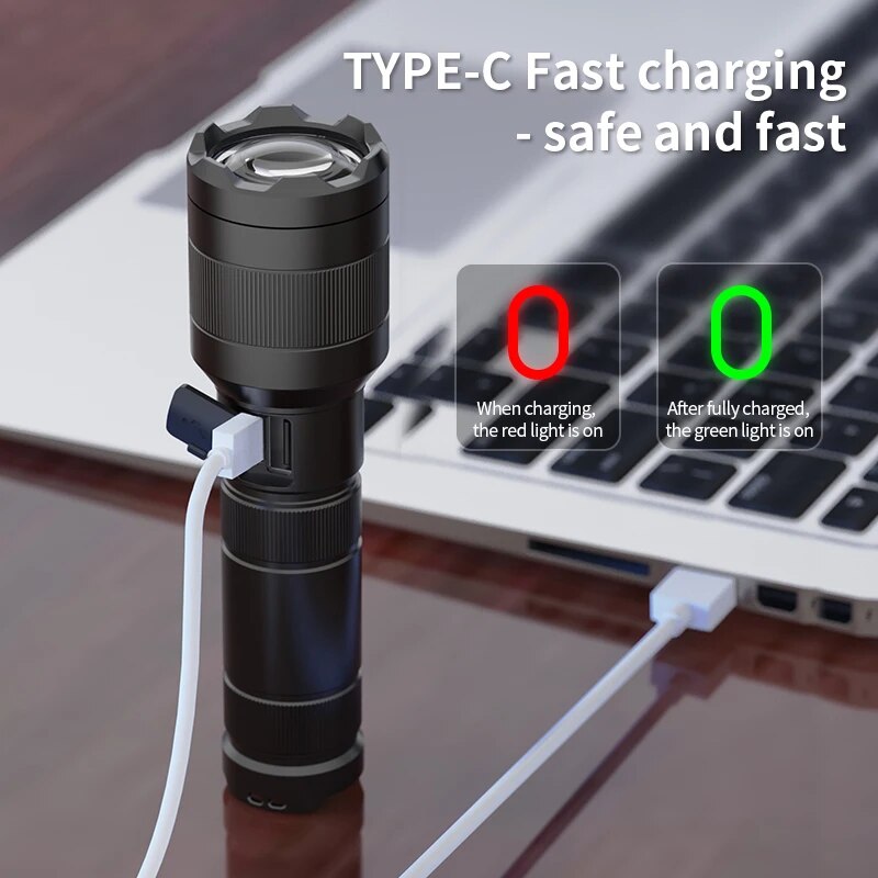 Long range tactical LED flashlight with power bank, view 3 - MRSLM