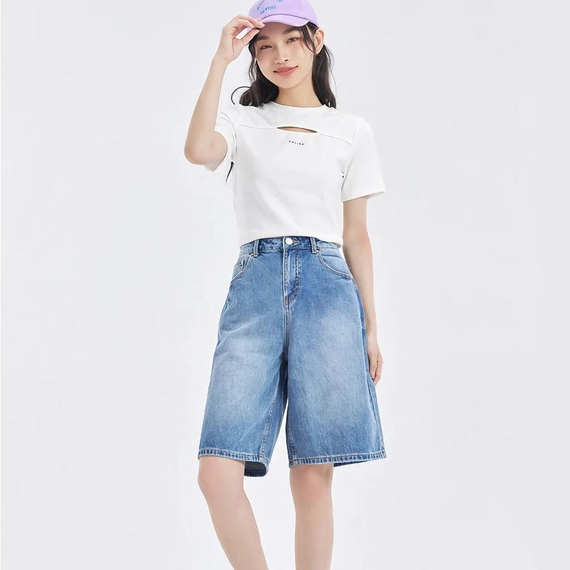 high-waisted straight denim shorts - MRSLM