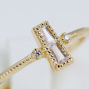 t-line cut zircon gold plated silver ring, view 6 - MRSLM