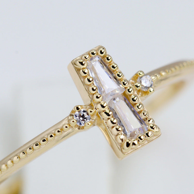 t-line cut zircon gold plated silver ring, view 6 - MRSLM