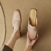 Low heel leather mules, view 3 - MRSLM