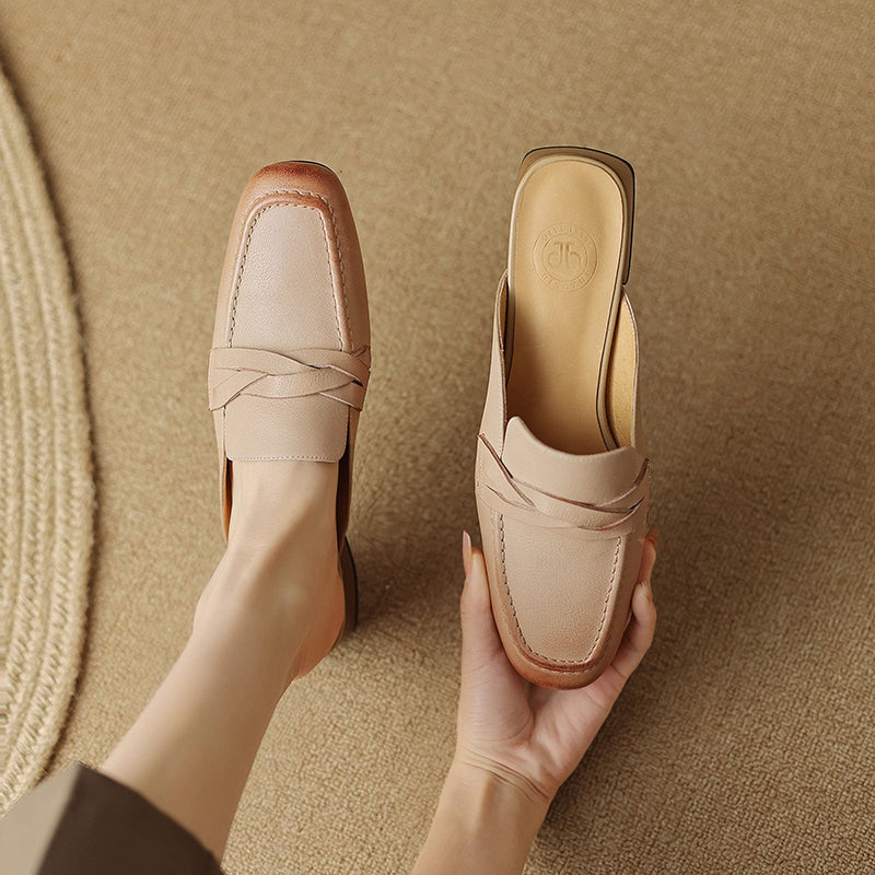 Low heel leather mules, view 3 - MRSLM