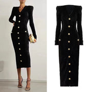 velvet long sleeve slim fit dress - MRSLM