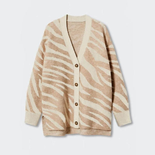 vintage print knitted cardigan, view 2 - MRSLM