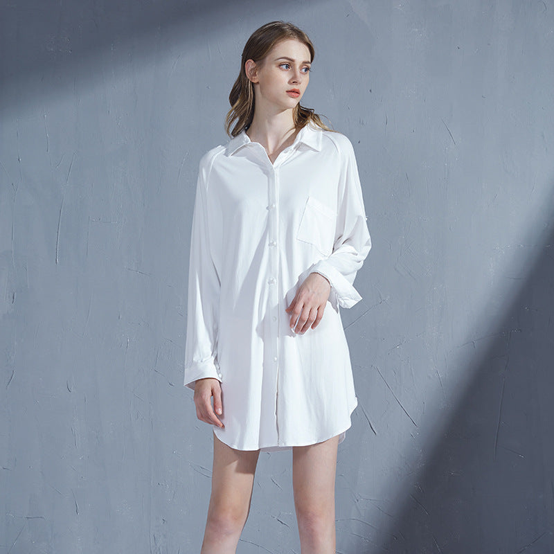women's loose rayon cardigan nightdress - MRSLM
