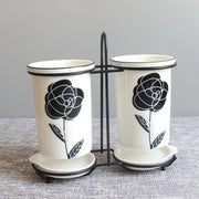 Ceramic chopsticks and utensil storage set, view 4 - MRSLM