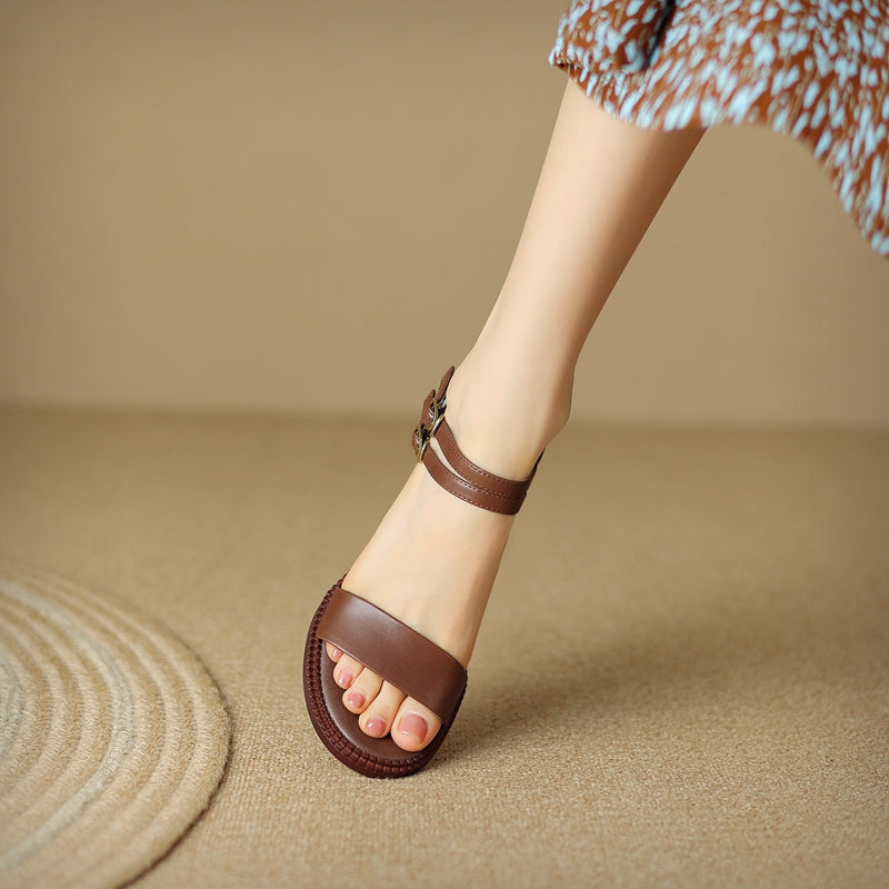 Retro high heel leather sandals, view 10 - MRSLM