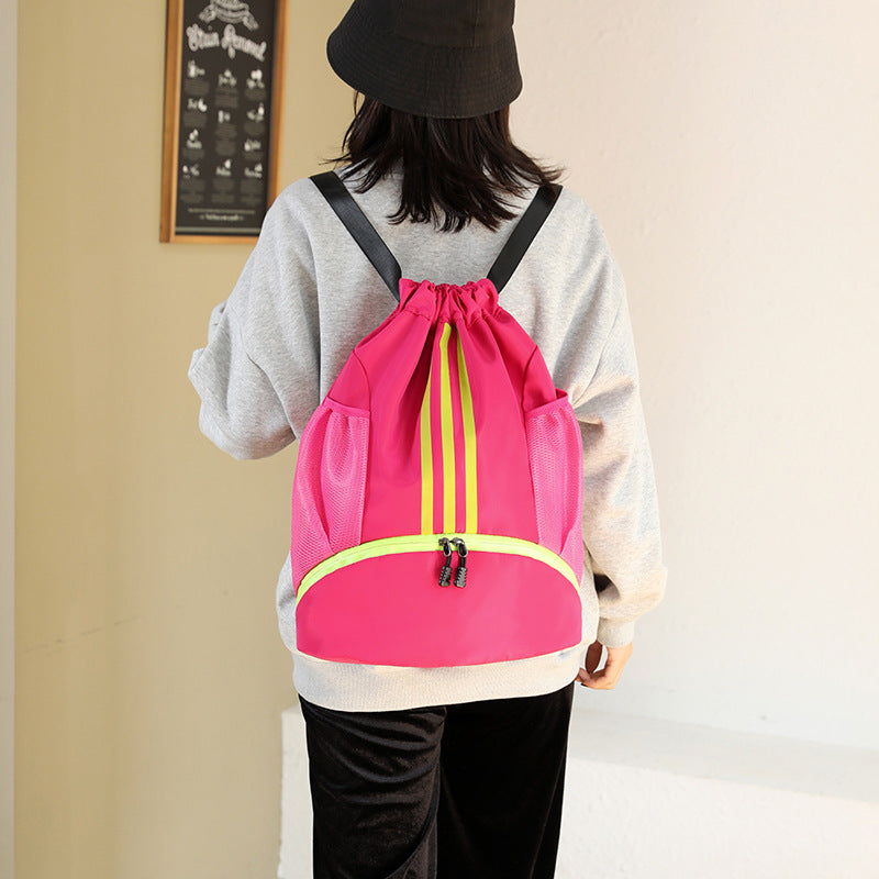 fashionable drawstring travel backpack, view 7 - MRSLM