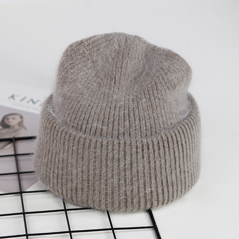 Unisex rabbit fur knit beanie, view 4 - MRSLM