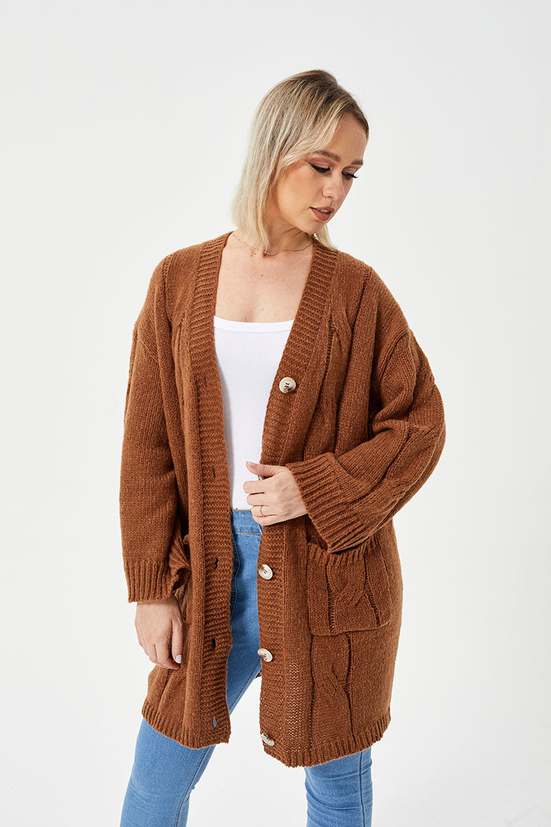 women's warm long cardigan sweater, view 4 - MRSLM