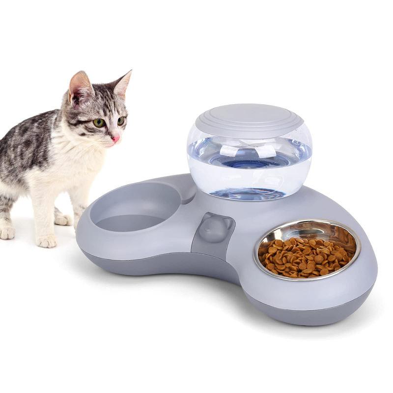 Automatic water dispenser and double cat bowl set, view 2 - MRSLM