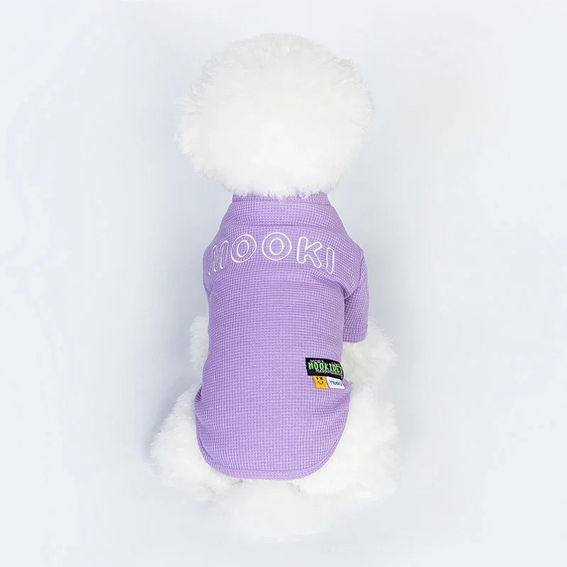 cozy purple waffle knit dog t-shirt, view 4 - MRSLM