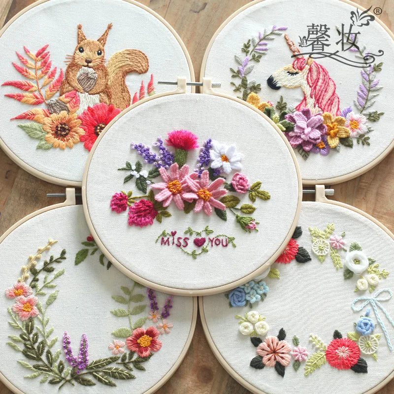 flower and squirrel embroidery starter kit, view 7 - MRSLM