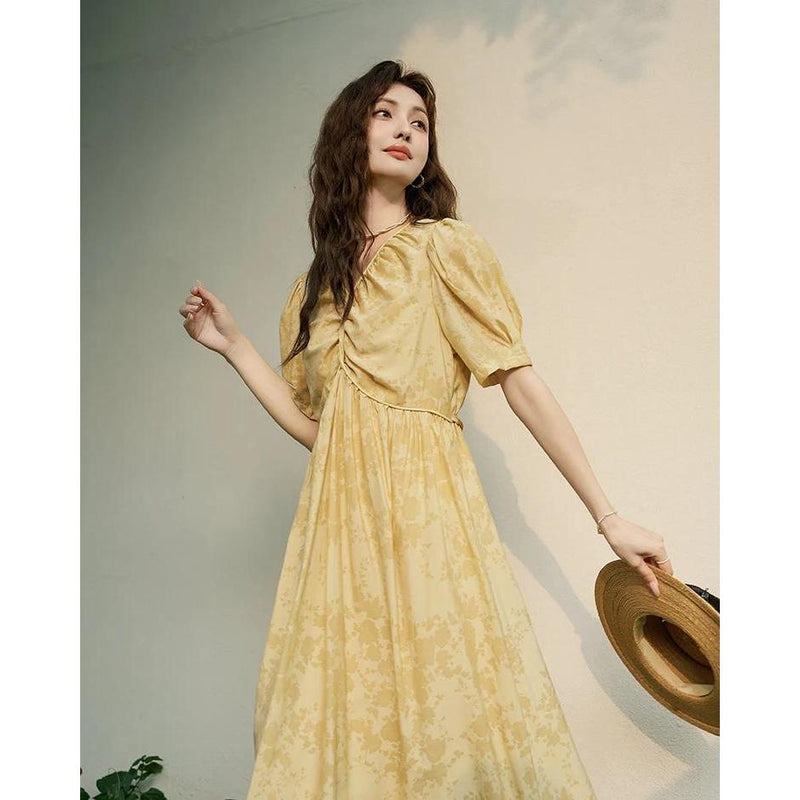 v-neck floral dress, view 3 - MRSLM